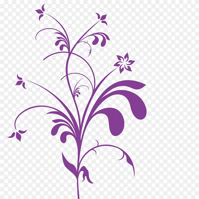 手绘紫色素材花