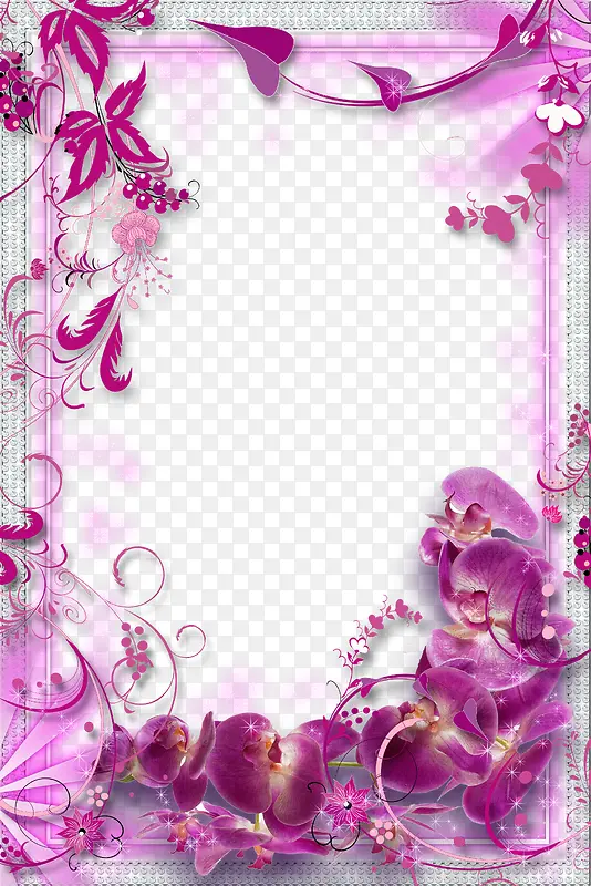 紫色花朵边框背景