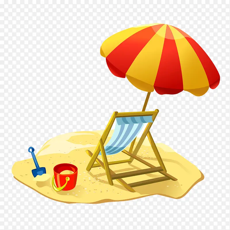 沙滩 太阳伞 躺椅