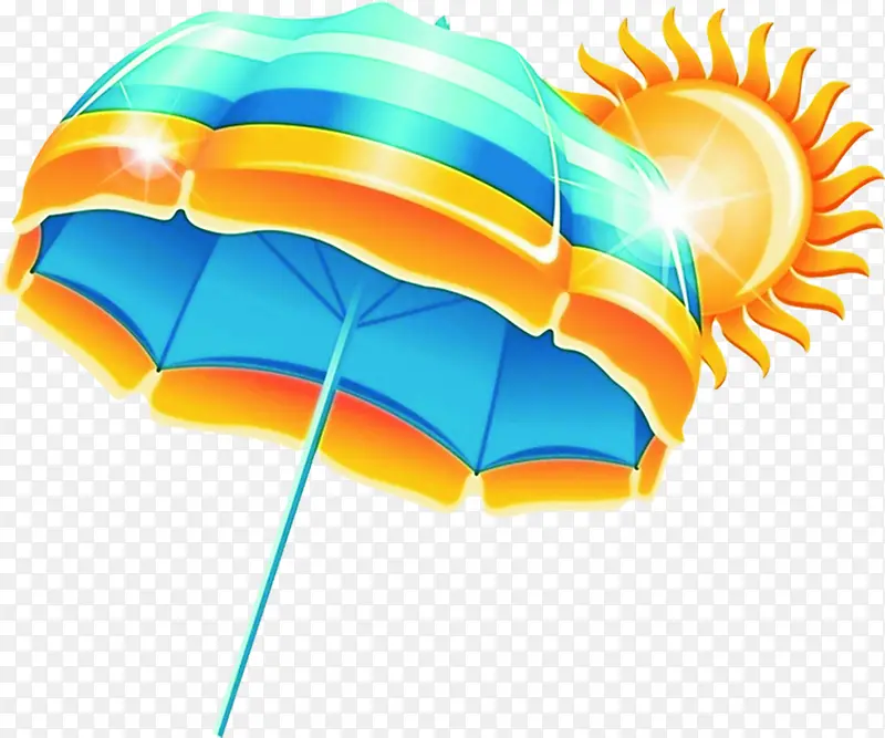 卡通夏日遮阳伞海边沙滩