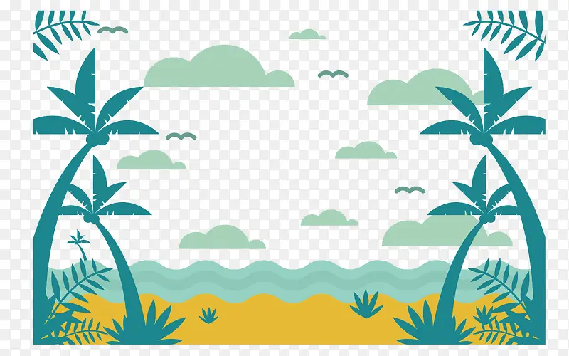 夏日海边椰子树装饰