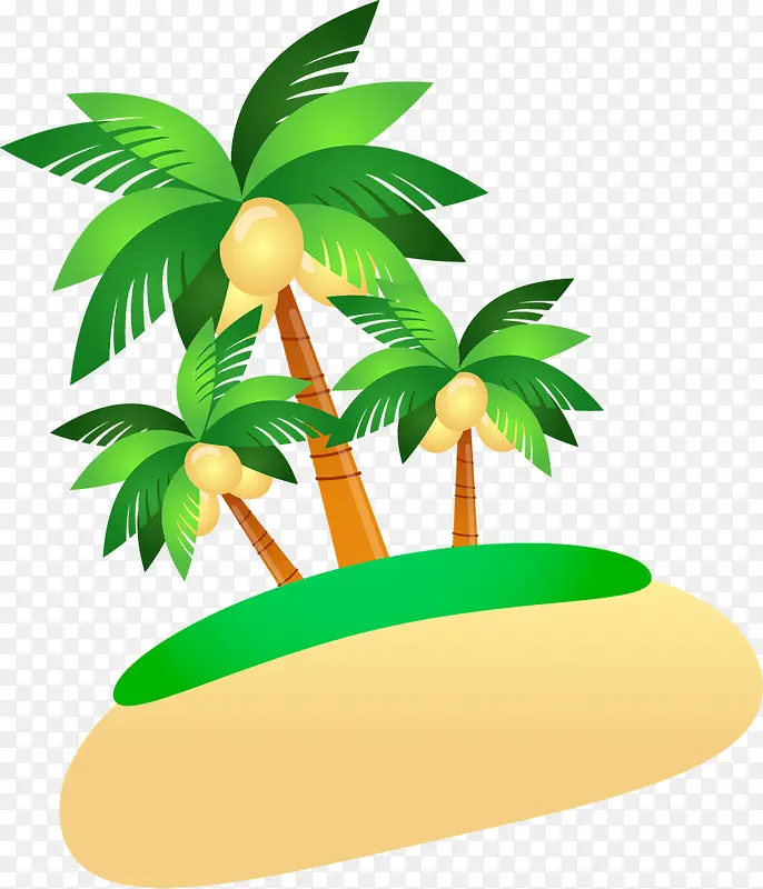 夏日沙滩卡通海边椰子树