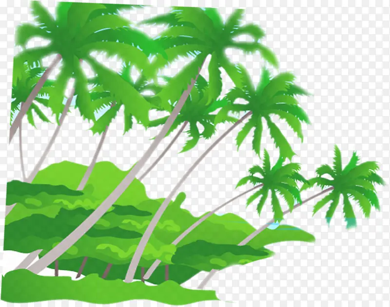 夏日沙滩海边卡通植物椰子树