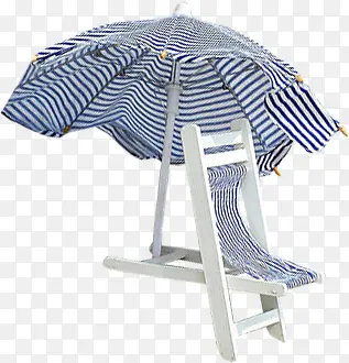 蓝色椰树遮阳伞海边