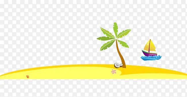 夏天元素 椰子树 帆船 海边