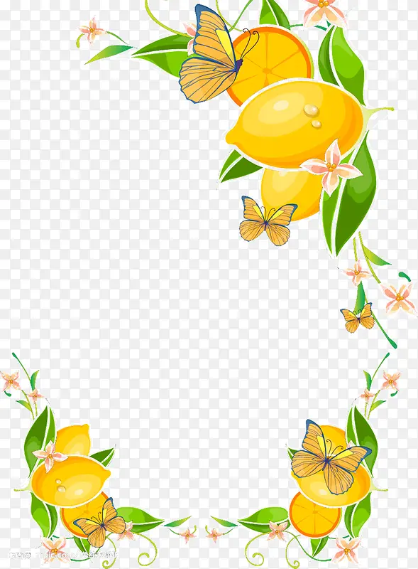 黄色柠檬花边