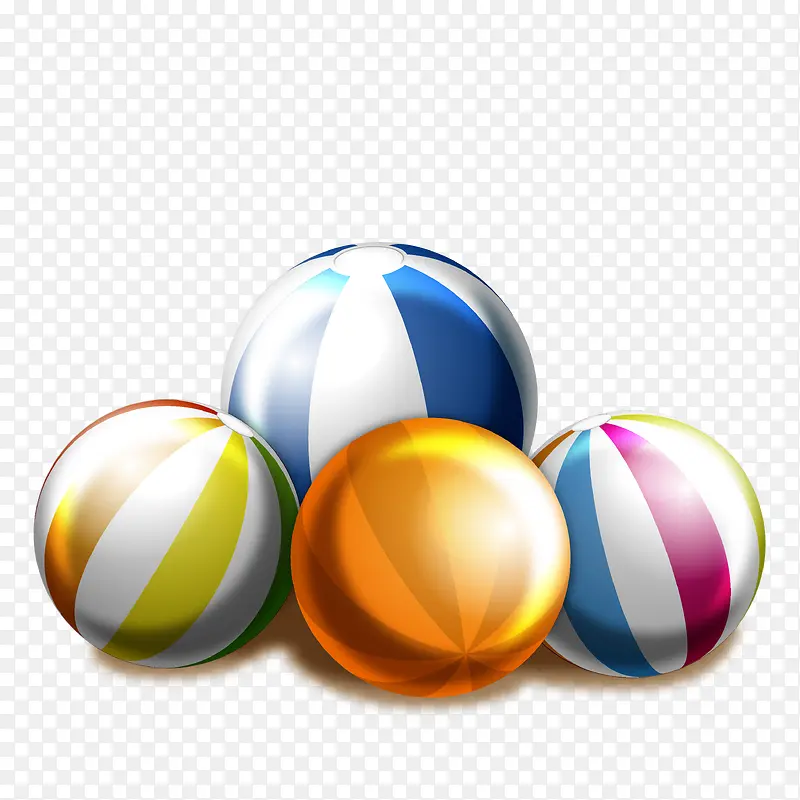 4个彩色沙滩球矢量素材