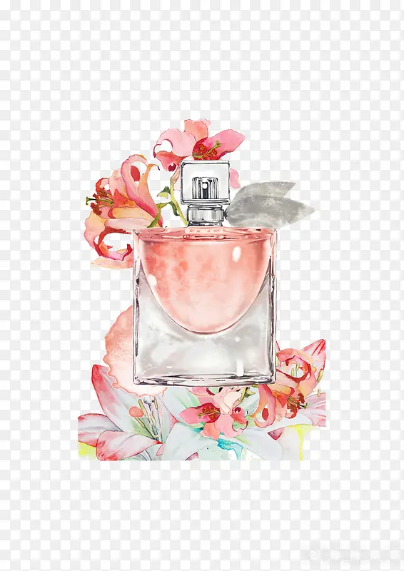 手绘粉色香水瓶