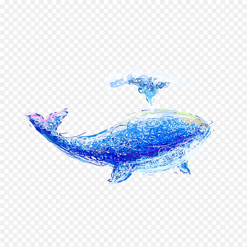 卡通手绘蓝色的海豚