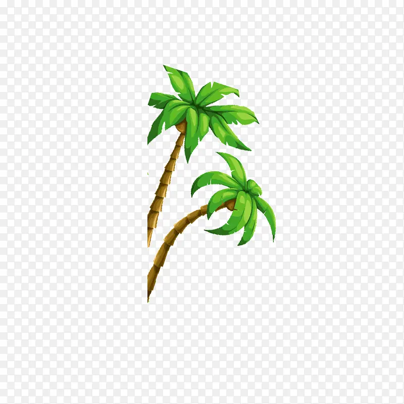 卡通沙滩椰子树