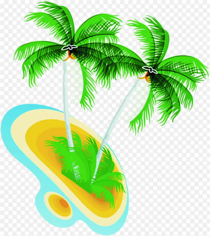 夏日海报卡通椰子树沙滩