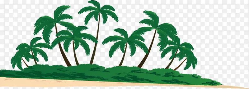 椰子树卡通海报手绘夏日沙滩图