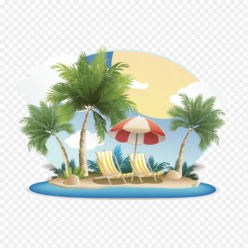 椰子树和沙滩椅