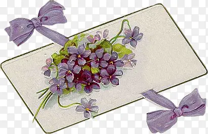 手绘紫色花朵蝴蝶结