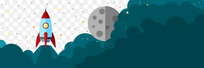 卡通扁平宇宙星空火箭