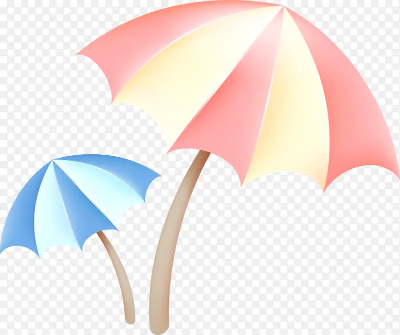 创意手绘扁平夏天沙滩上的遮阳伞