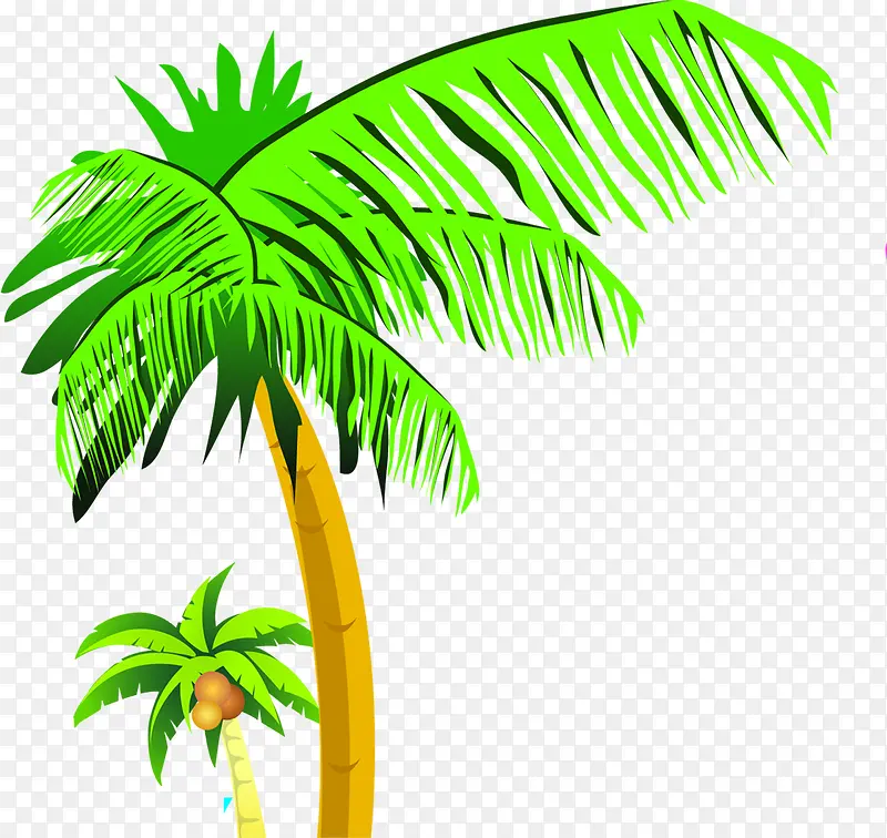 夏日卡通海报沙滩椰子树