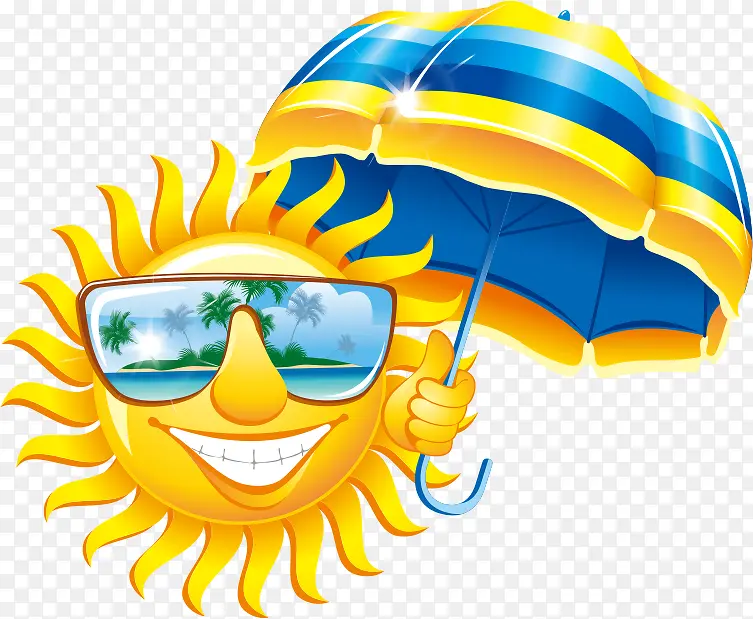 沙滩卡通太阳墨镜遮阳伞