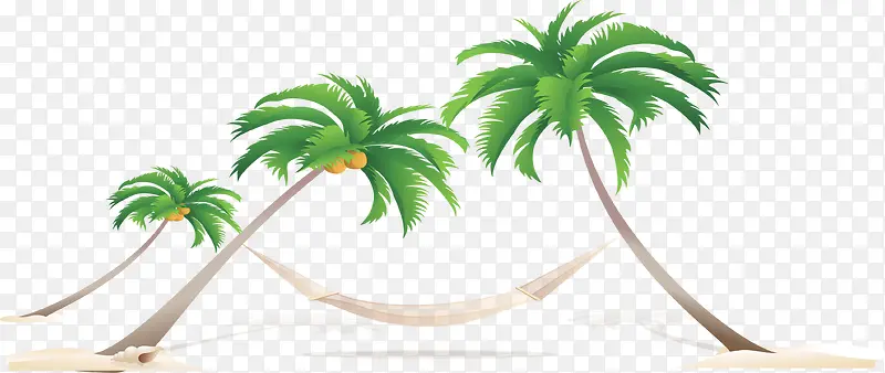 沙滩海报卡通手绘椰子树