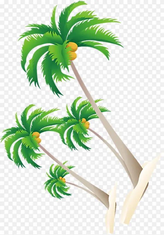 手绘夏日沙滩椰子树