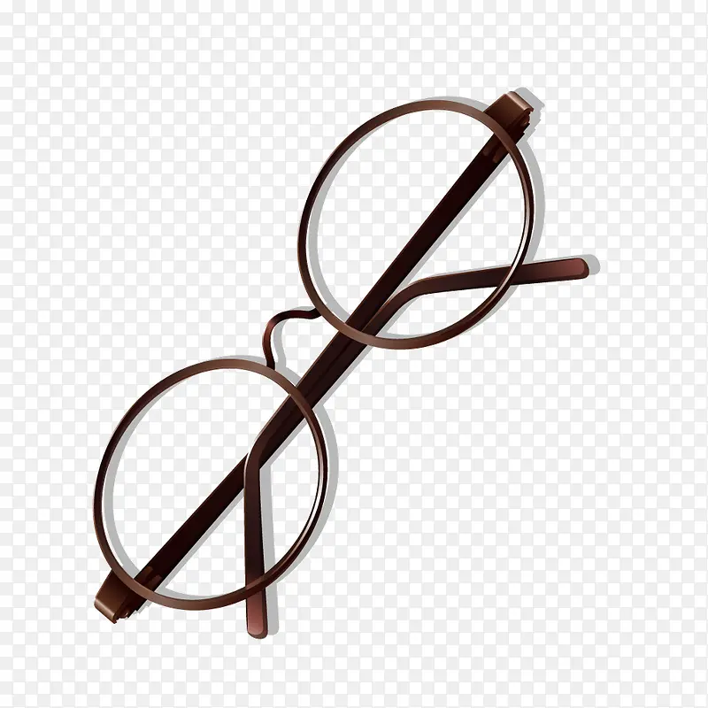 棕色质感眼镜圆框