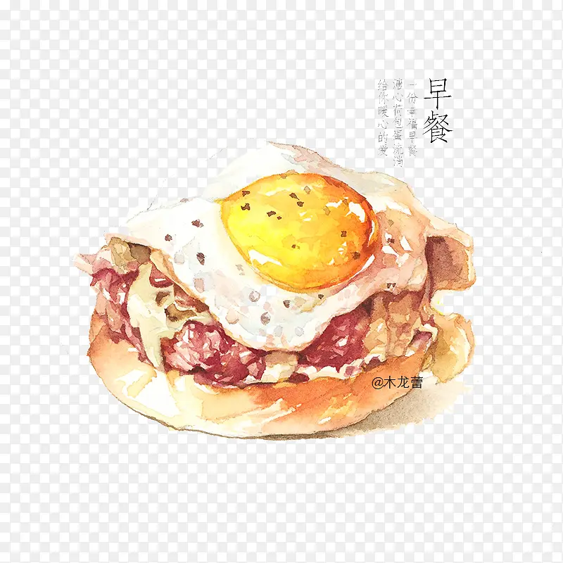 卡通手绘鸡蛋早餐