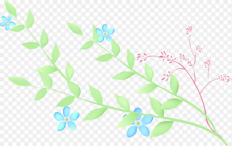 教师节绿叶蓝色花朵