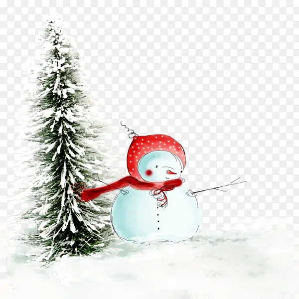 雪人和松树