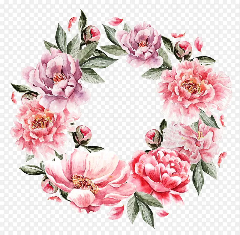 粉色玫瑰花环
