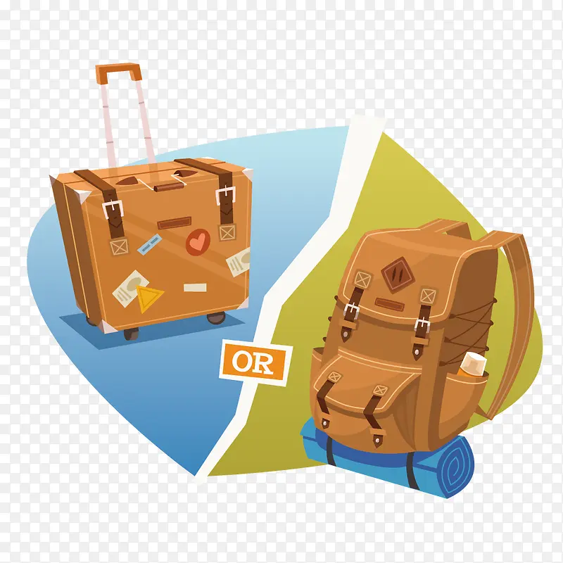 矢量行李箱和背包