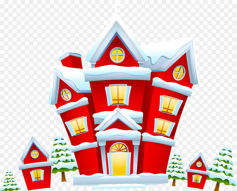 圣诞红色卡通房子