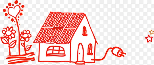 红色卡通手绘房子插座开学季