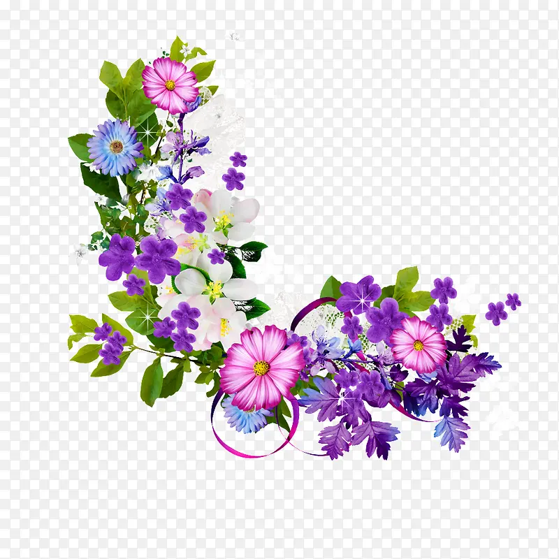 紫色花束花朵边框