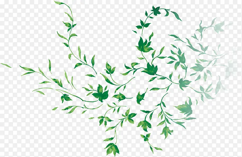 绿色清新手绘花藤植物端午