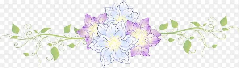 手绘紫色花朵花藤图案
