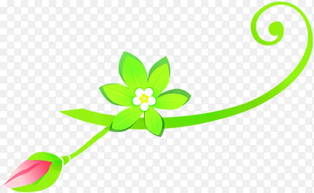 绿色花藤设计粉色卡通花苞
