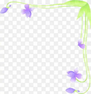 手绘清新绿色花藤紫色花朵