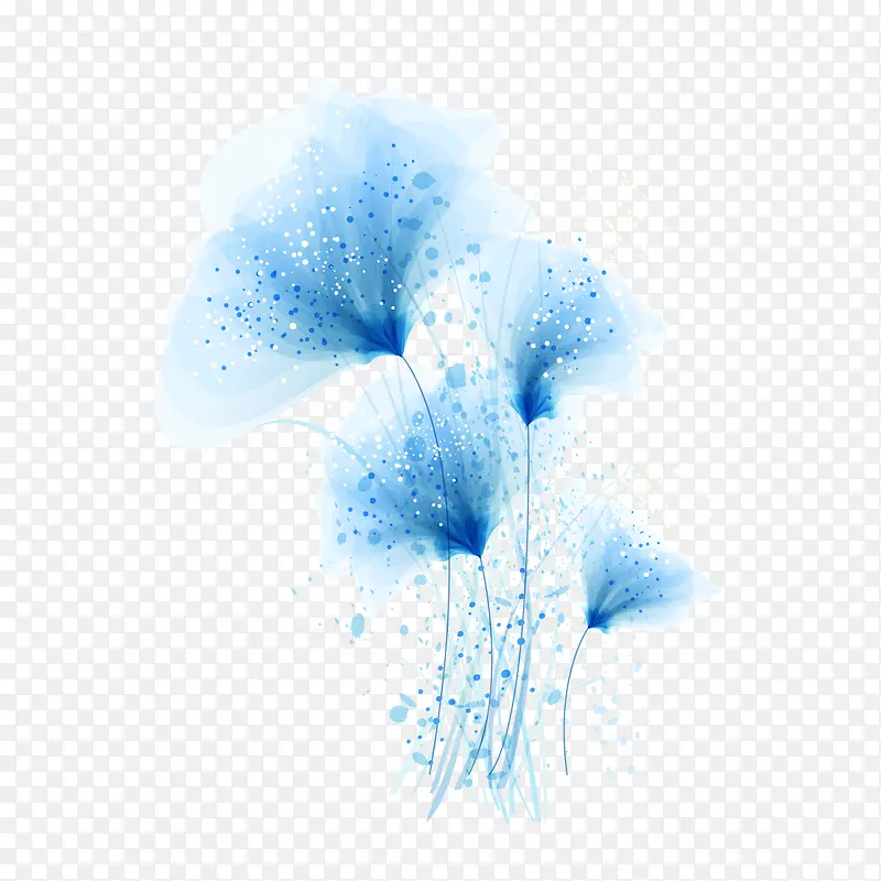 蓝色抽象梦幻花