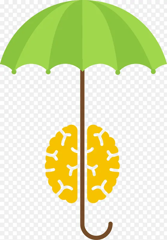 矢量手绘伞和大脑