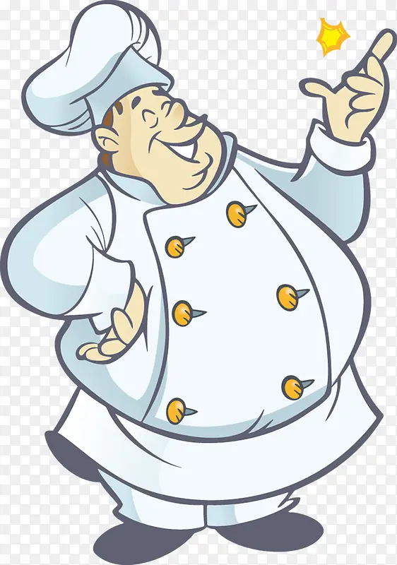 白色胖厨师卡通人物手绘