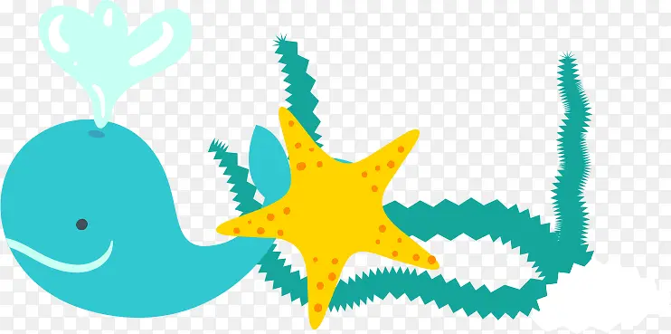 夏日手绘海底鲨鱼海星