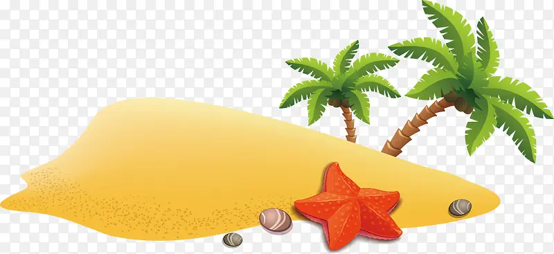 沙滩椰树卡通沙滩海星