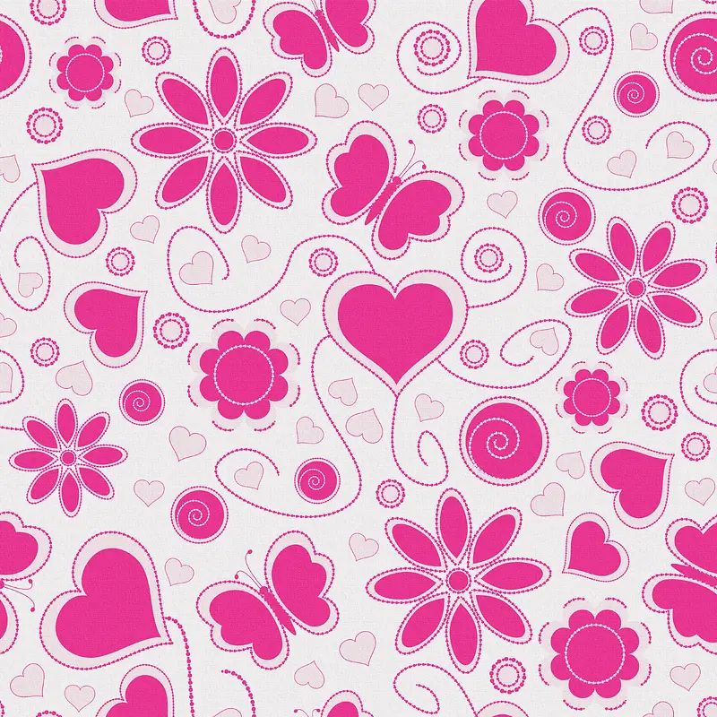 粉色花朵与心形