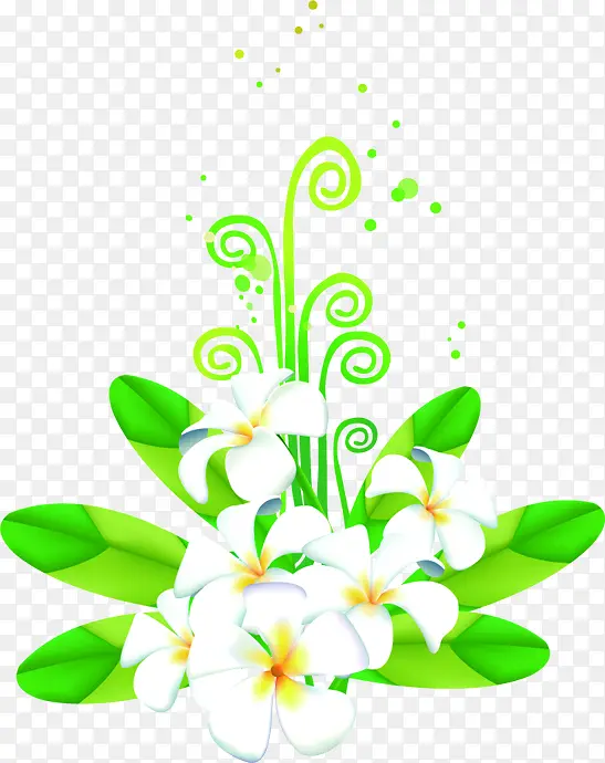 春季手绘植物白色小花