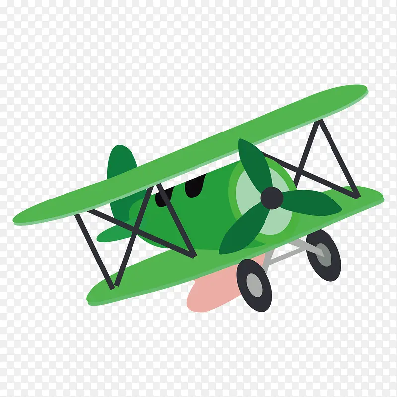 矢量绿色卡通飞机飞行器飞翔机