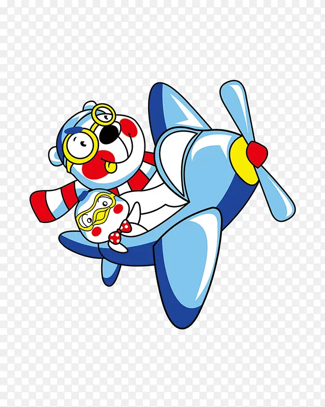 卡通可爱小熊做飞机