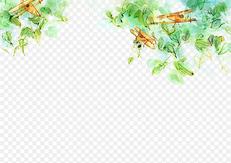 卡通手绘绿叶植物