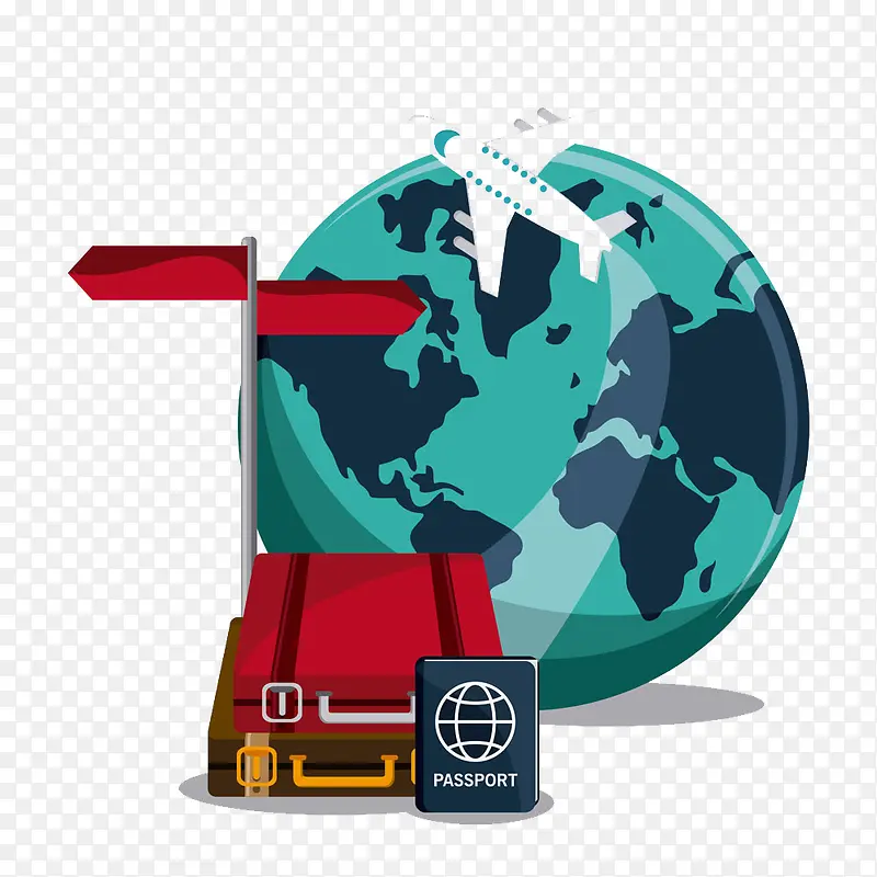 飞机行李和世界地图