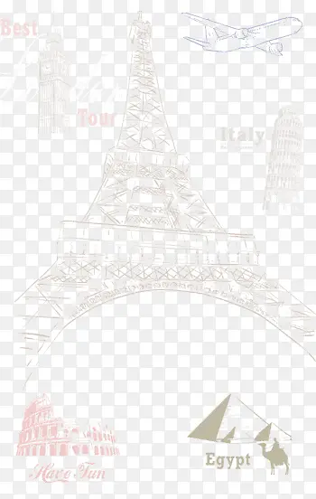 巴黎铁塔造型手绘