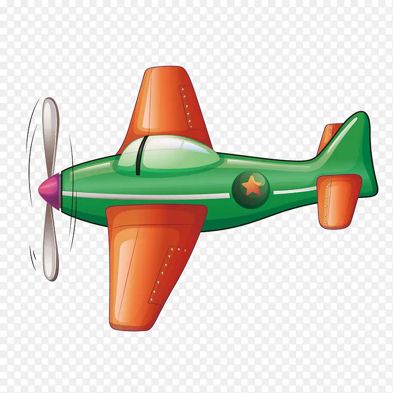 矢量卡通绿色飞机战斗机